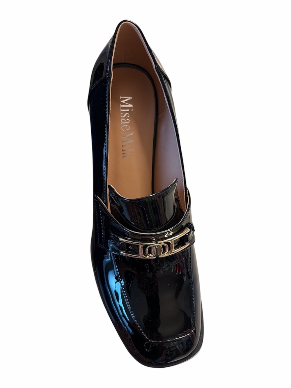 A223 MISAEMILA Platform Loafers Patent Chunky Block Heel Pumps - Picture 3 of 5